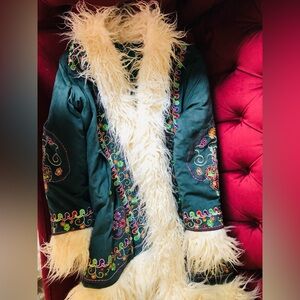 The Hippie Shake Breaking Hearts green embroidered Penny Lane coat.